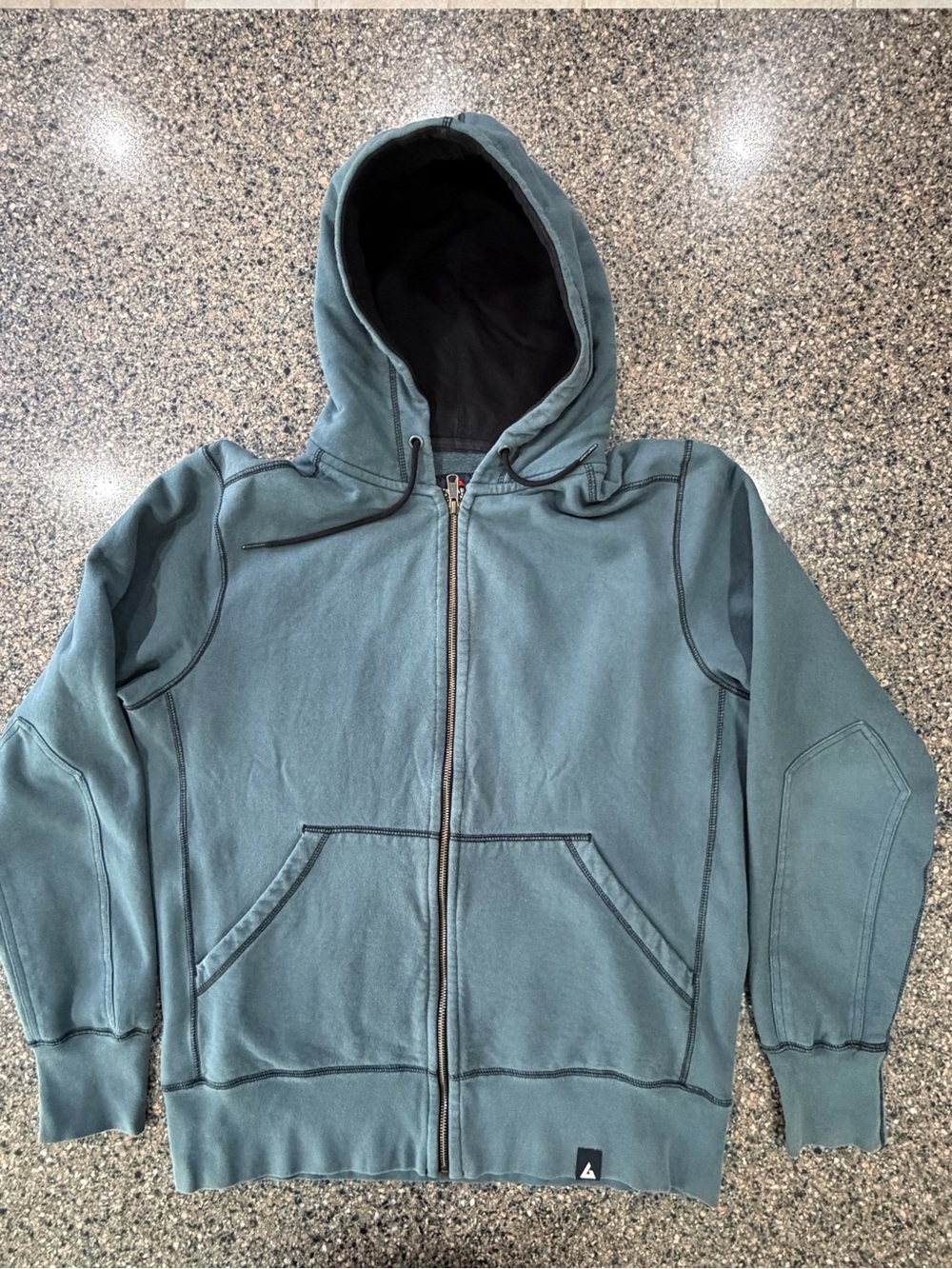 American Giant Men’s Full-Zip Hooded Jacket in Teal Blue